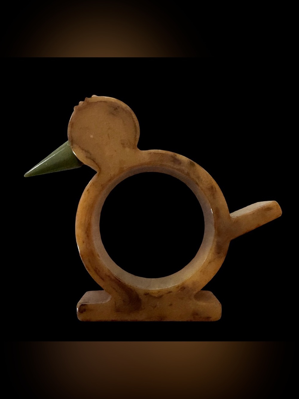Vtg Art Deco Bakelite Bird Napkin Ring Holder Butterscotch Amber Green